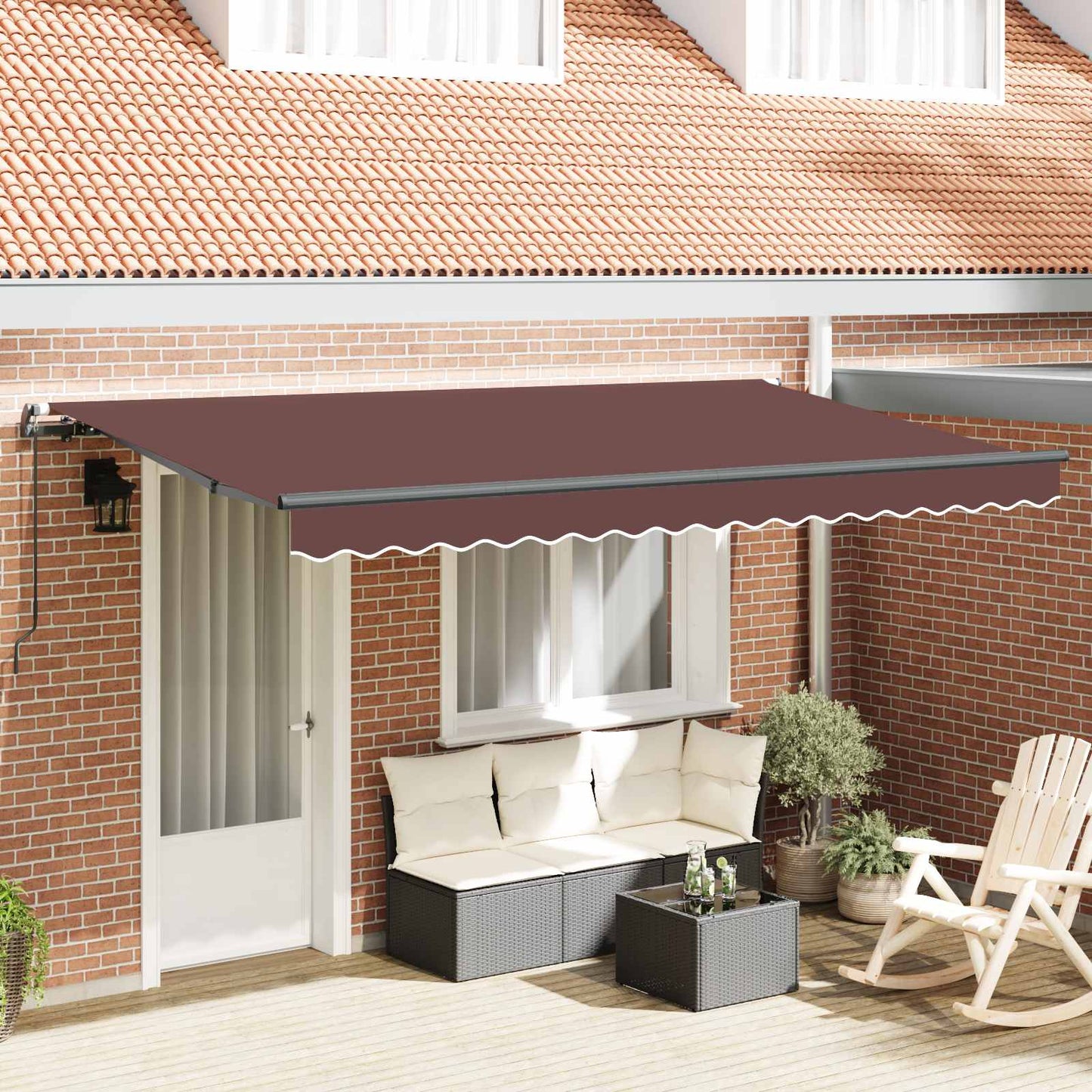 vidaXL Αναδιπλούμενη τέντα Καφέ 400 x 200 cm ύφασμα