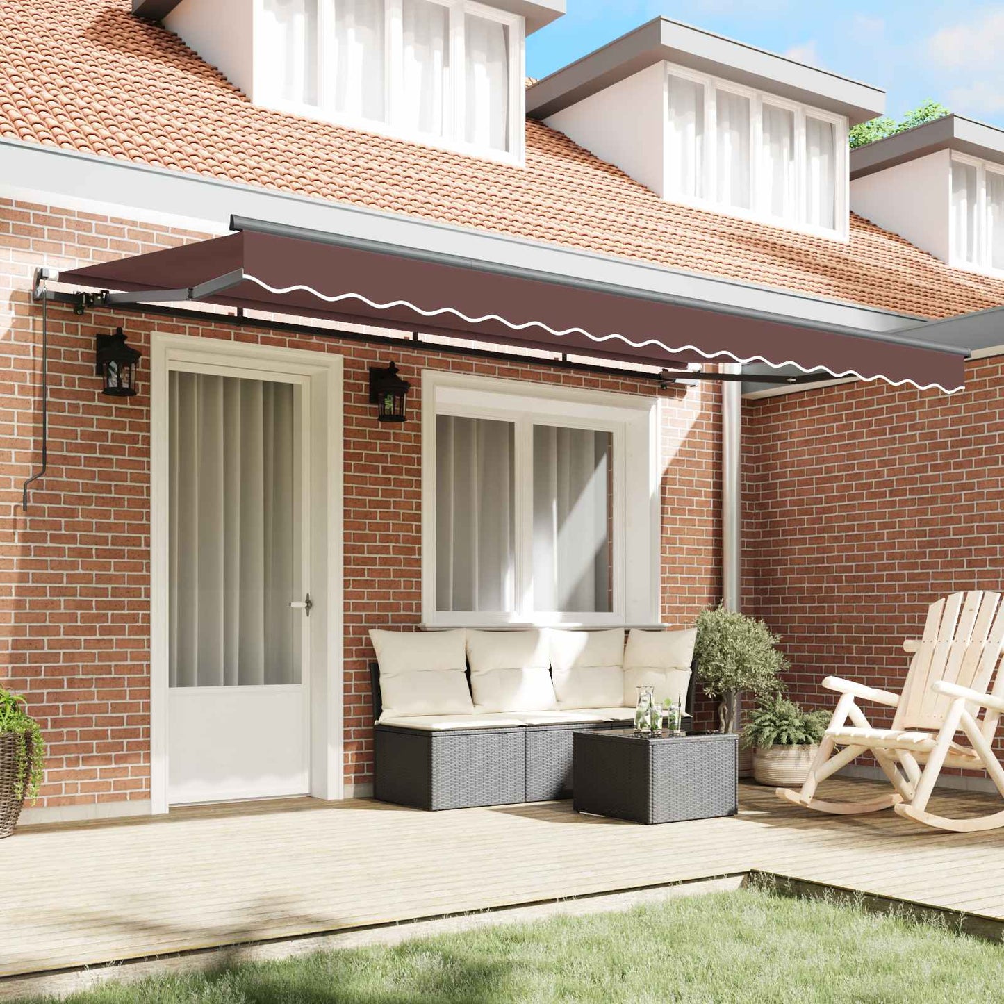 vidaXL Αναδιπλούμενη τέντα Καφέ 400 x 200 cm ύφασμα