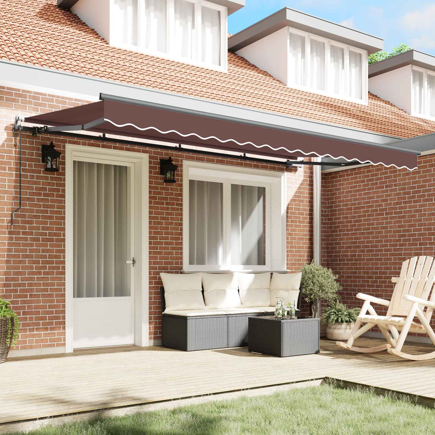 vidaXL Αναδιπλούμενη τέντα Καφέ 400 x 200 cm ύφασμα