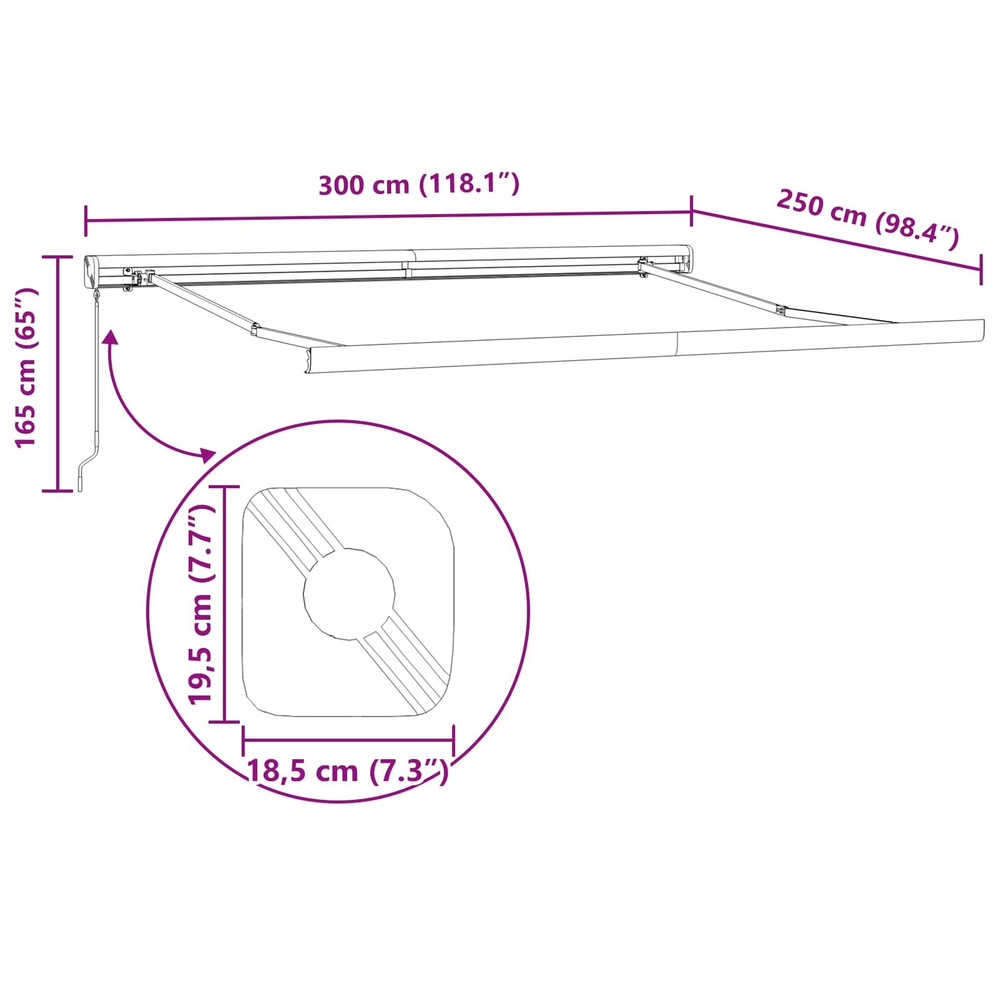 vidaXL Αναδιπλούμενη τέντα Κόκκινο και Λευκό 300 x 250 εκ