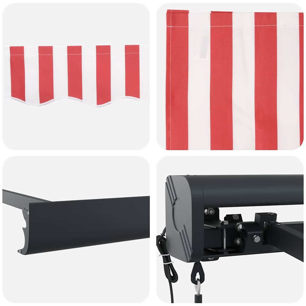 vidaXL Αυτοματοποιημένη Ανασυρόμενη Τέντα Κόκκινη και Λευκή Ριγέ 300x250 cm