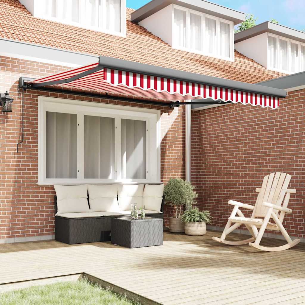 vidaXL Αυτοματοποιημένη Ανασυρόμενη Τέντα Κόκκινη και Λευκή Ριγέ 300x250 cm