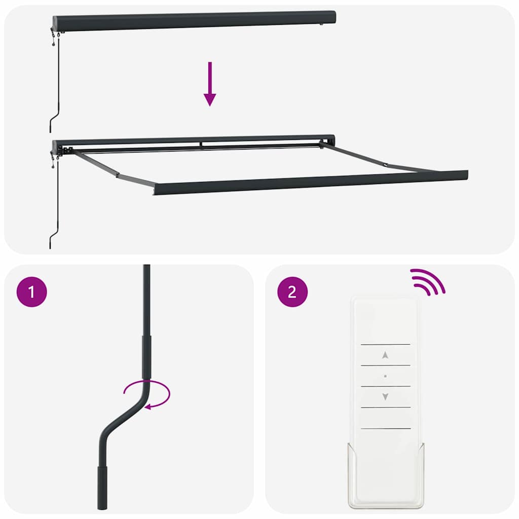 vidaXL Αυτόματη Ανασυρόμενη Τέντα Ριγέ 300x250 cm