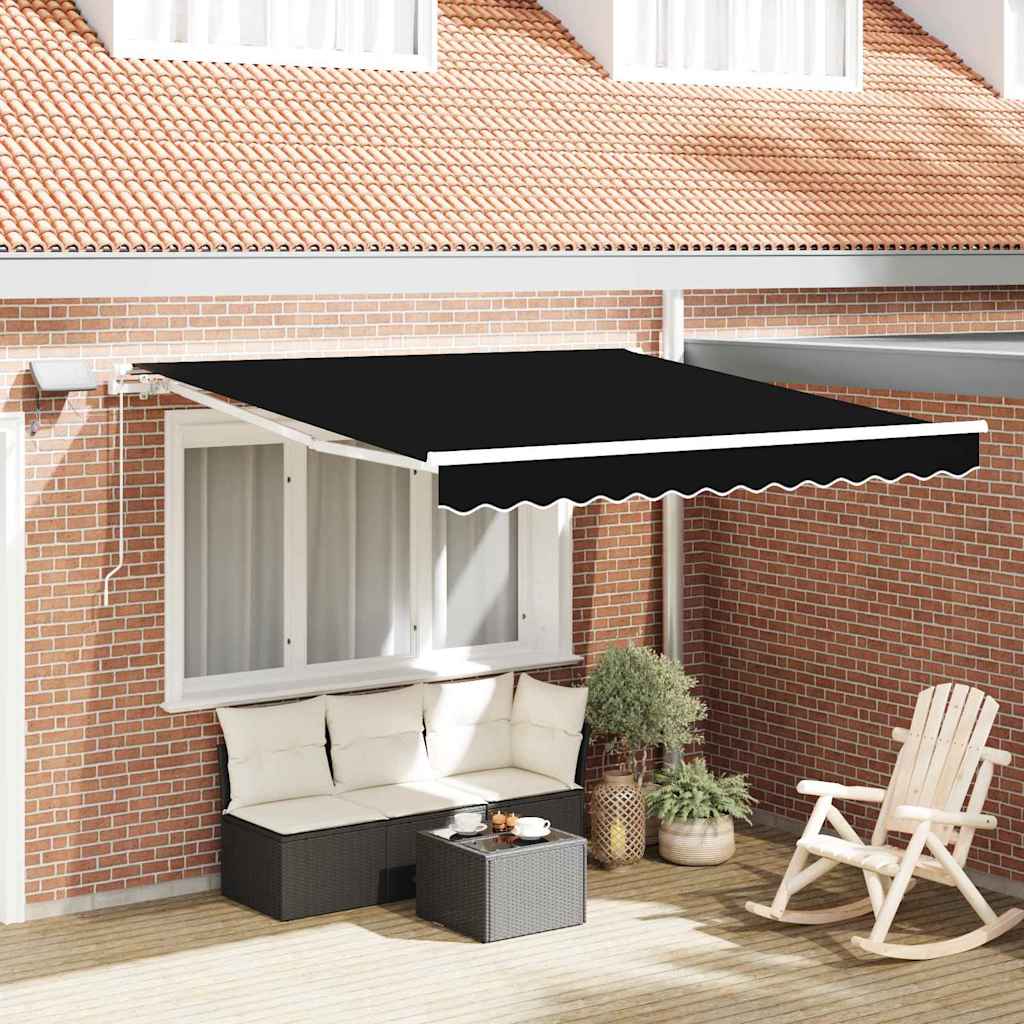 vidaXL Αναδιπλούμενη τέντα Μαύρο 300 x 250 εκ Ύφασμα και αλουμίνιο
