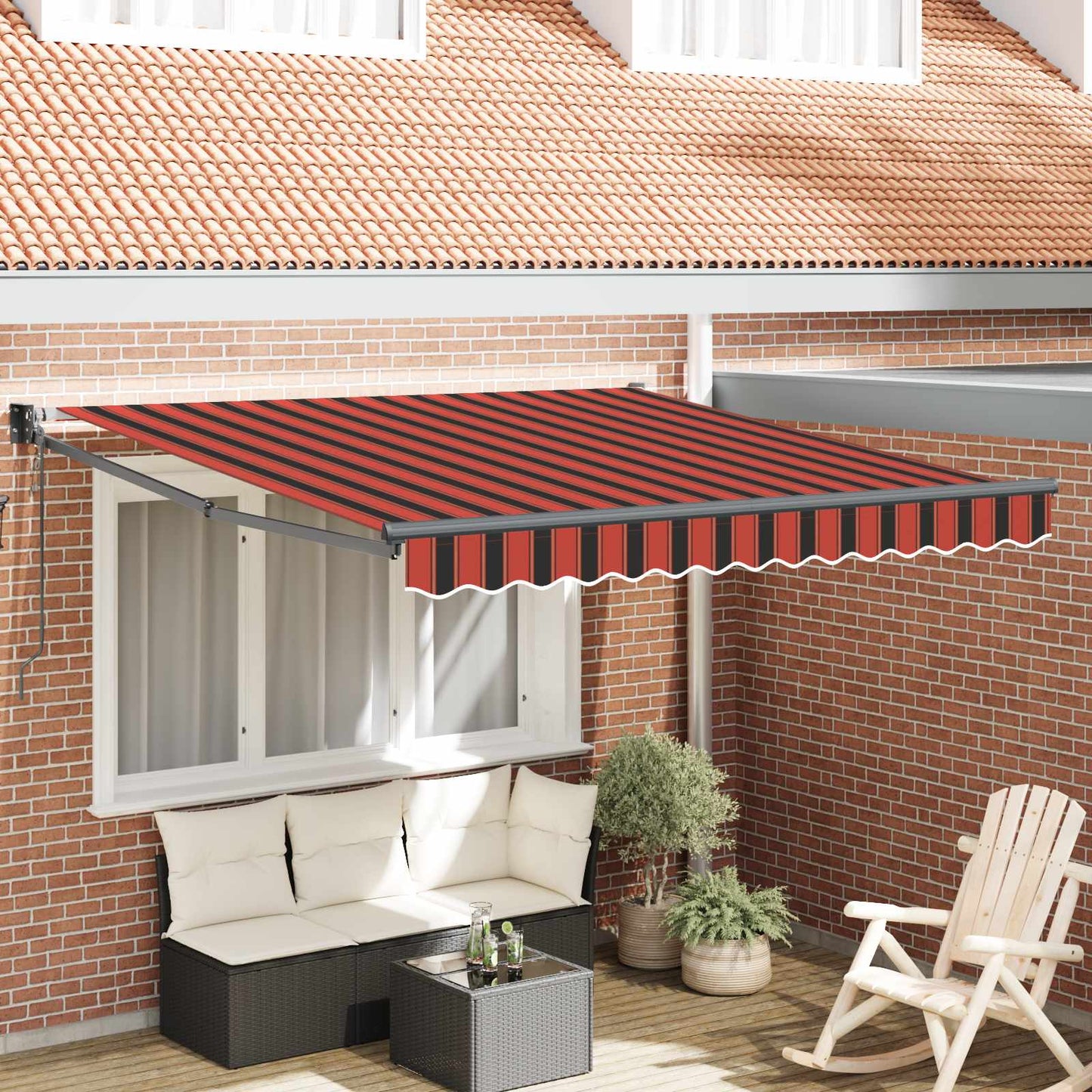 vidaXL Αναδιπλούμενη τέντα Κόκκινο και Μαύρο 350 x 250 x 165 εκ.