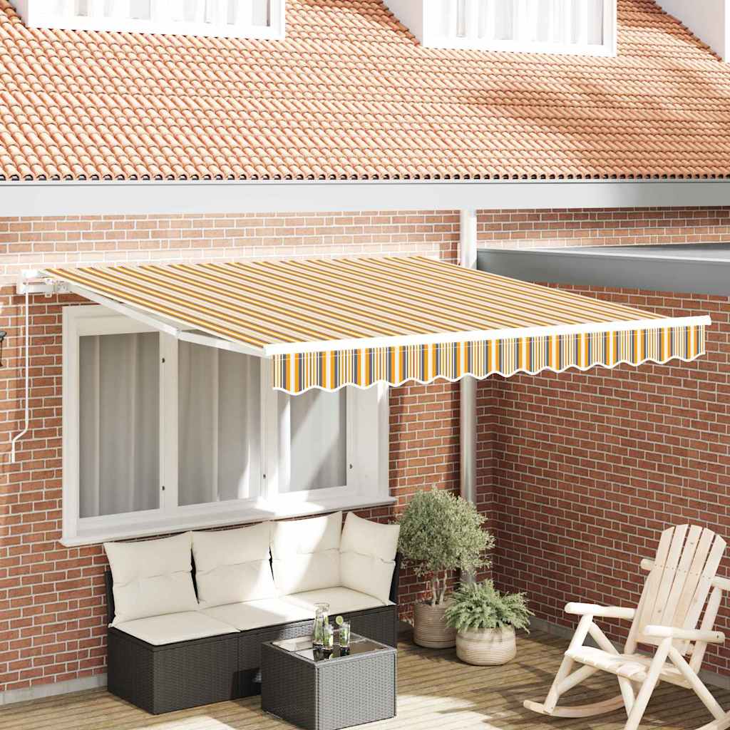 vidaXL Manual Retractable Awning Ριγέ 350x250 εκ.