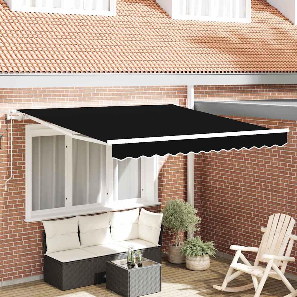 vidaXL Αναδιπλούμενη τέντα Μαύρο 350 x 250 εκ Ύφασμα και αλουμίνιο