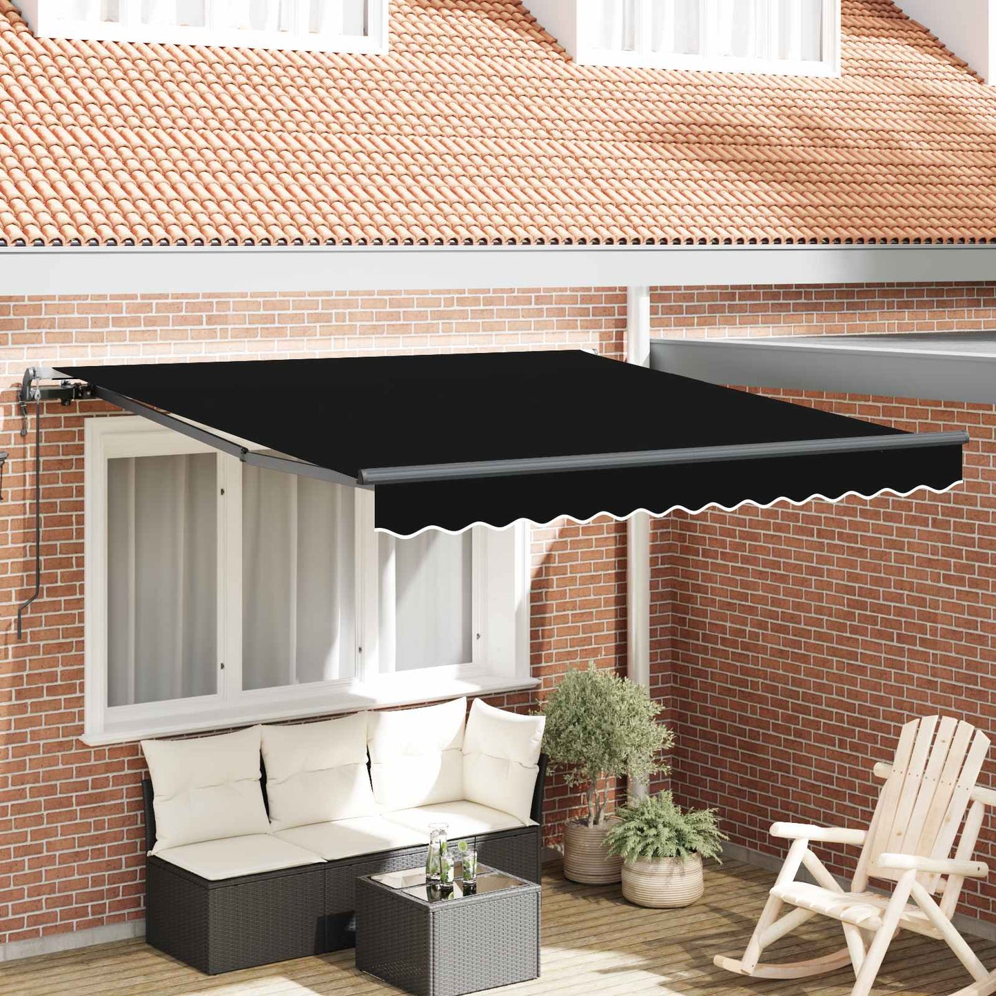 vidaXL Αναδιπλούμενη τέντα Μαύρο 350 x 250 εκ Ύφασμα και αλουμίνιο