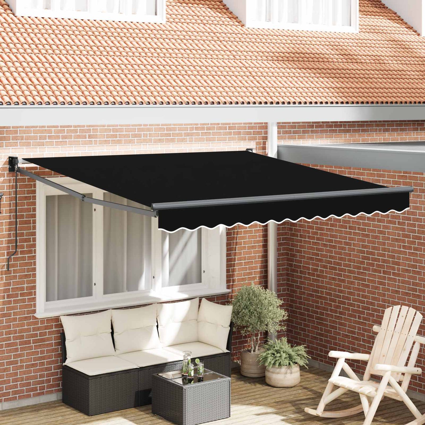 vidaXL Αναδιπλούμενη τέντα Μαύρο 350 x 250 εκ