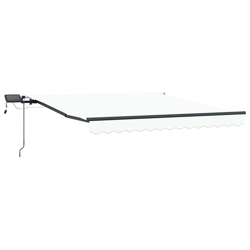 vidaXL Χειροκίνητη ανασυρόμενη τέντα με LED λευκή 350x250 εκ.