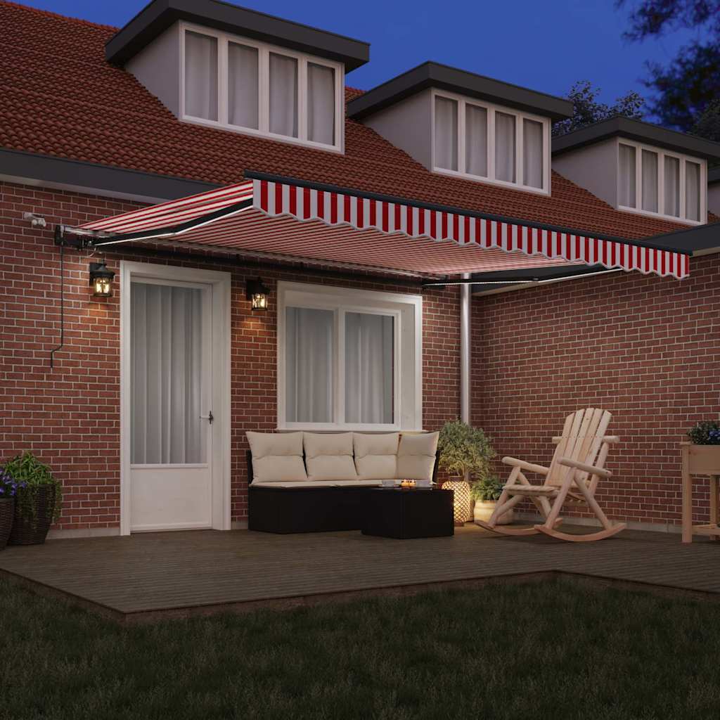 vidaXL Αυτόματη Ανασυρόμενη Τέντα με LED Κόκκινη και Λευκή Ρίγα 400x300 εκ