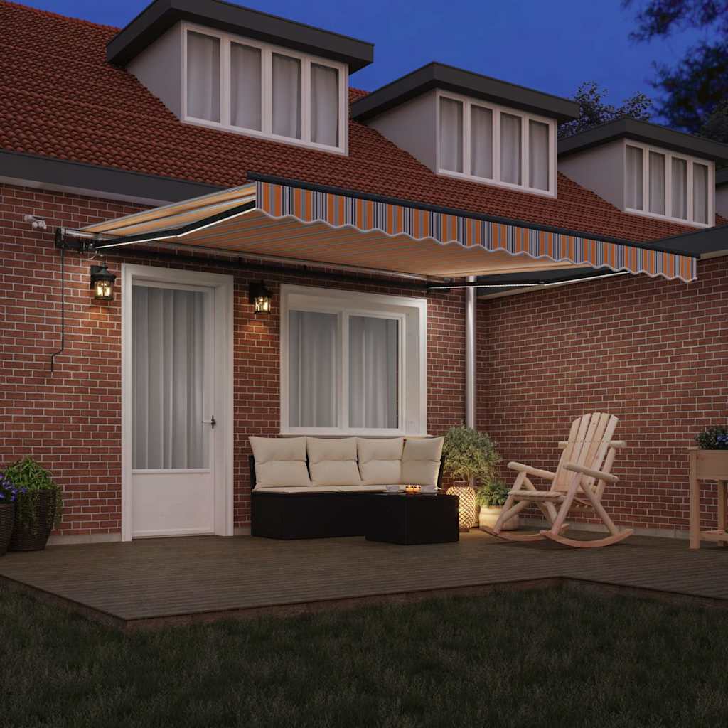 vidaXL Αυτόματη Ανασυρόμενη Τέντα με LED Πολύχρωμο Ριγέ 400x300 εκ.