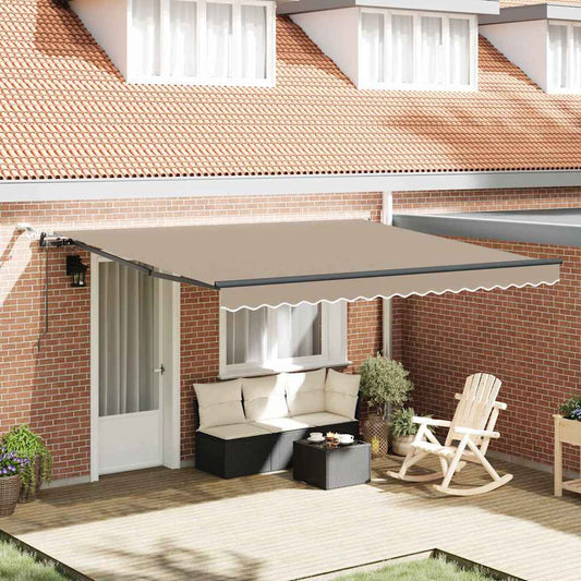 vidaXL Αυτόματη Ανασυρόμενη Τέντα με LED Μπεζ 400x300 cm