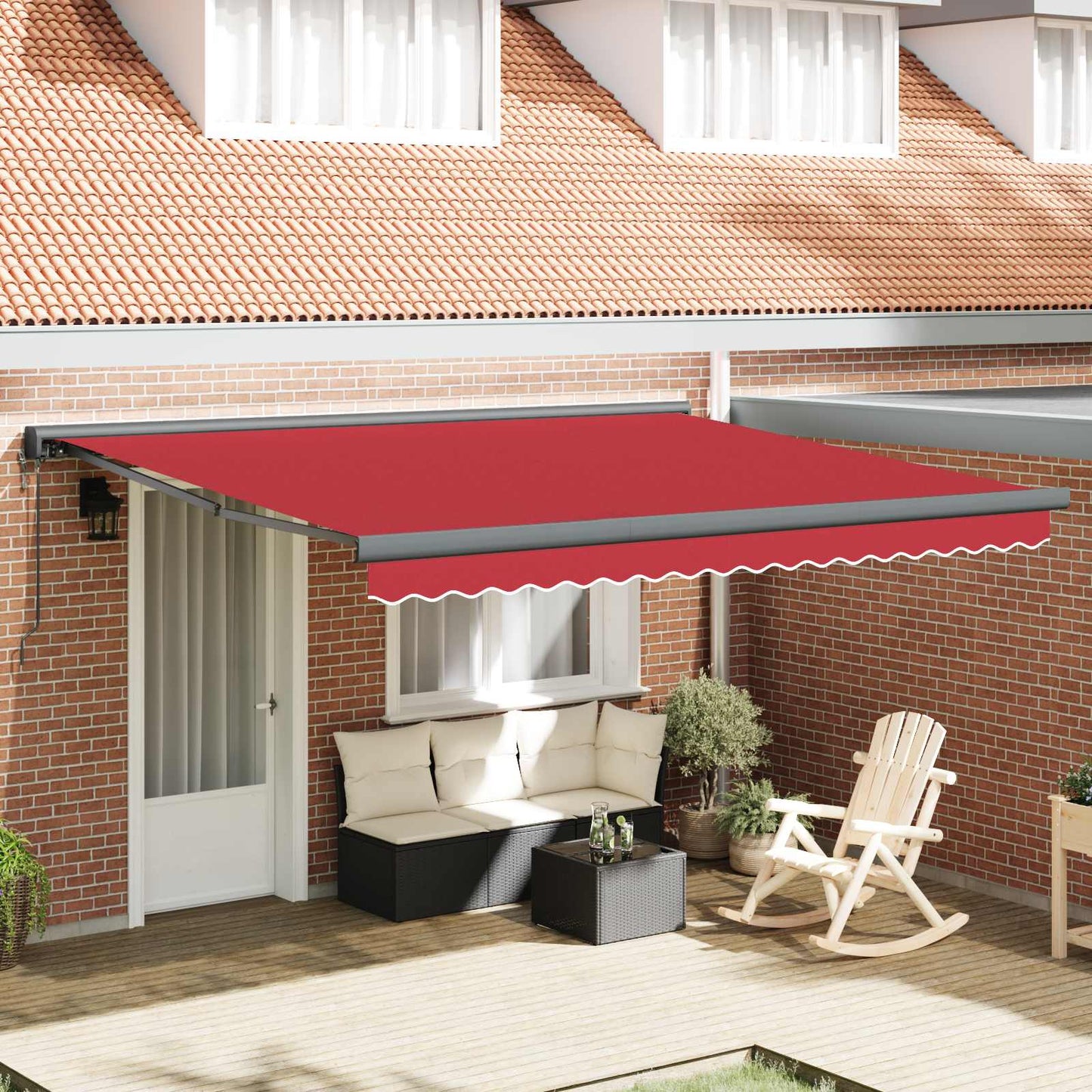 vidaXL Αναδιπλούμενη τέντα Κόκκινο 400 x 300 x 165 εκ.