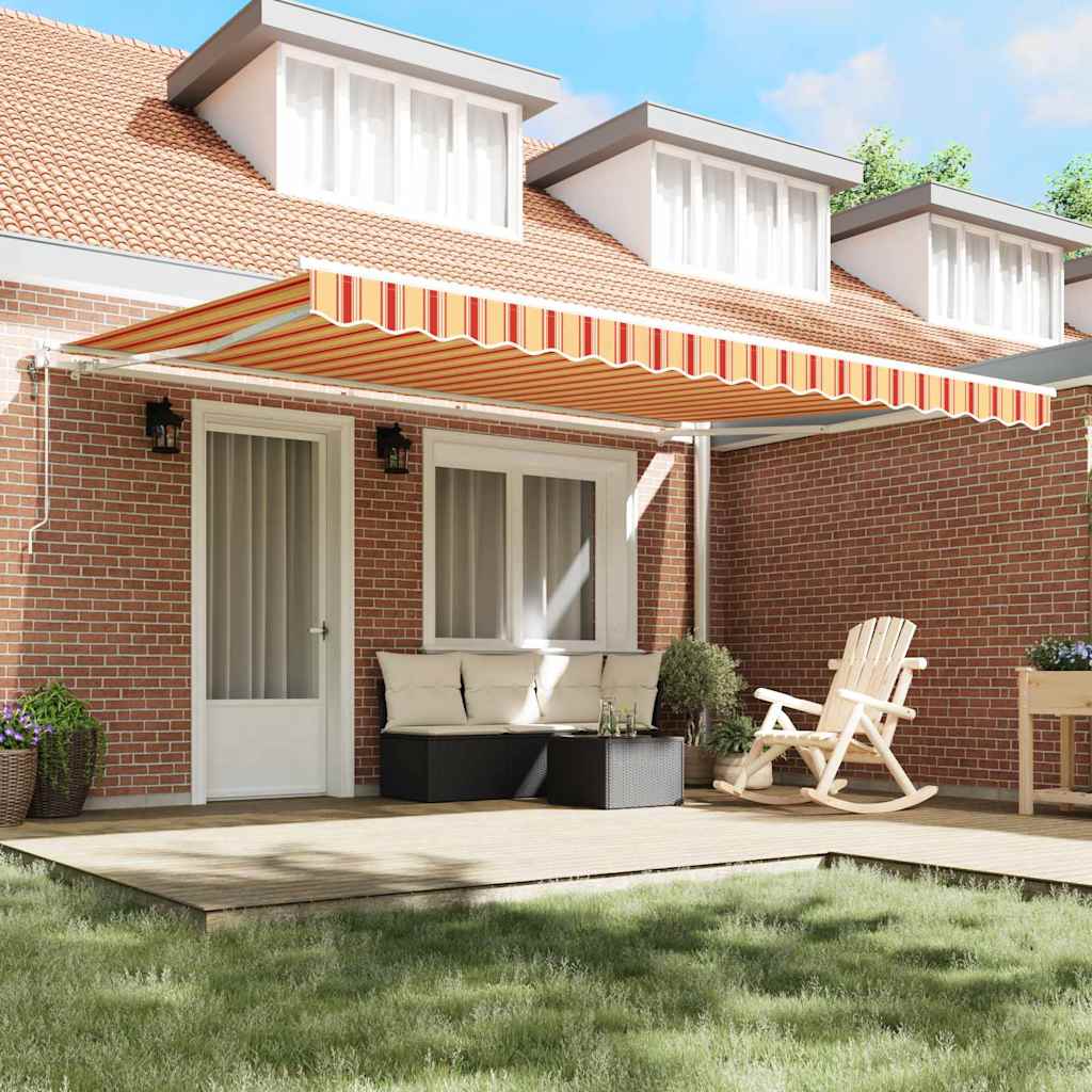 vidaXL Αυτόματη αναδιπλούμενη τέντα κίτρινη και πορτοκαλί 450x300 εκ.