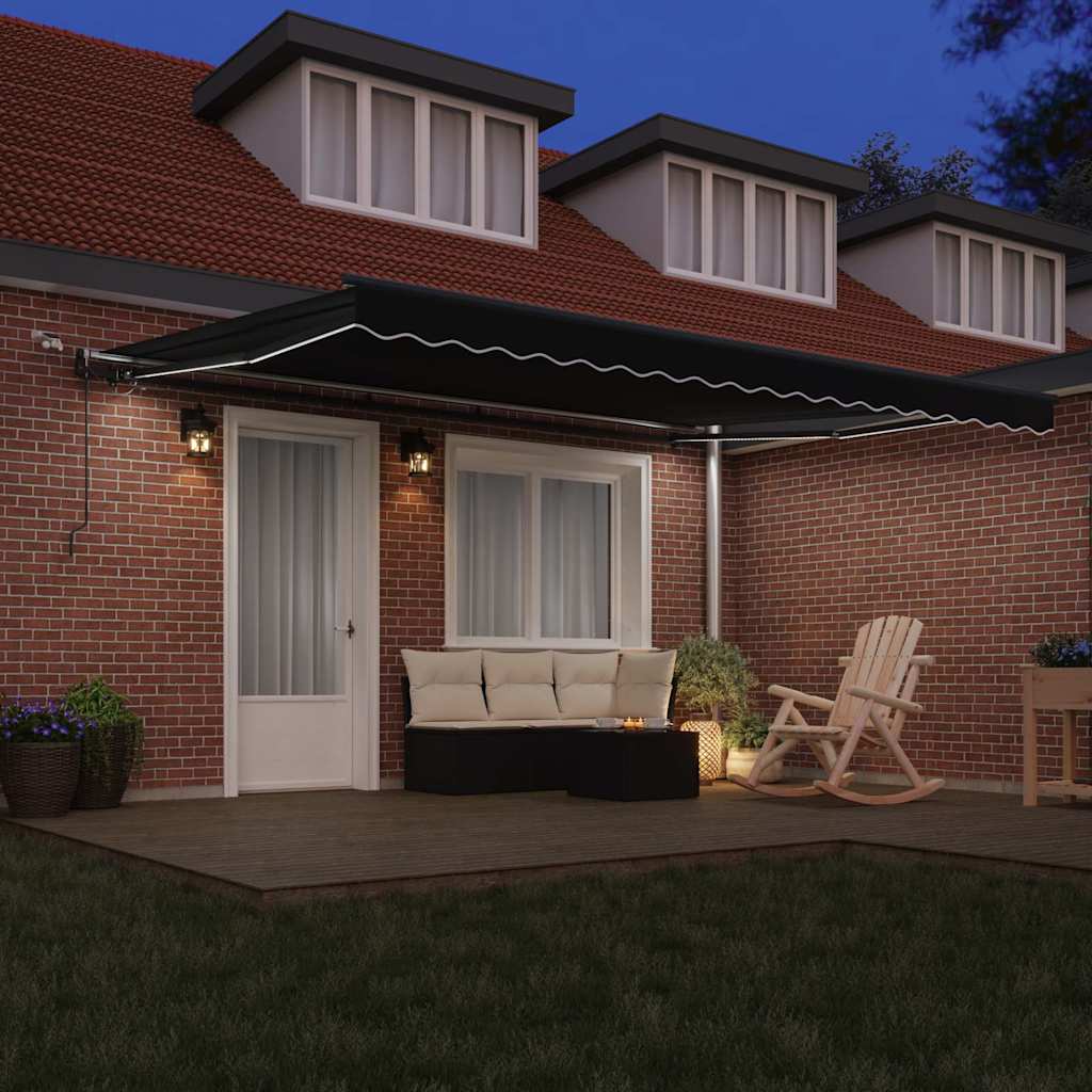 vidaXL Αυτόματη Ανασυρόμενη Τέντα με LED Μαύρη 450x300 εκ.