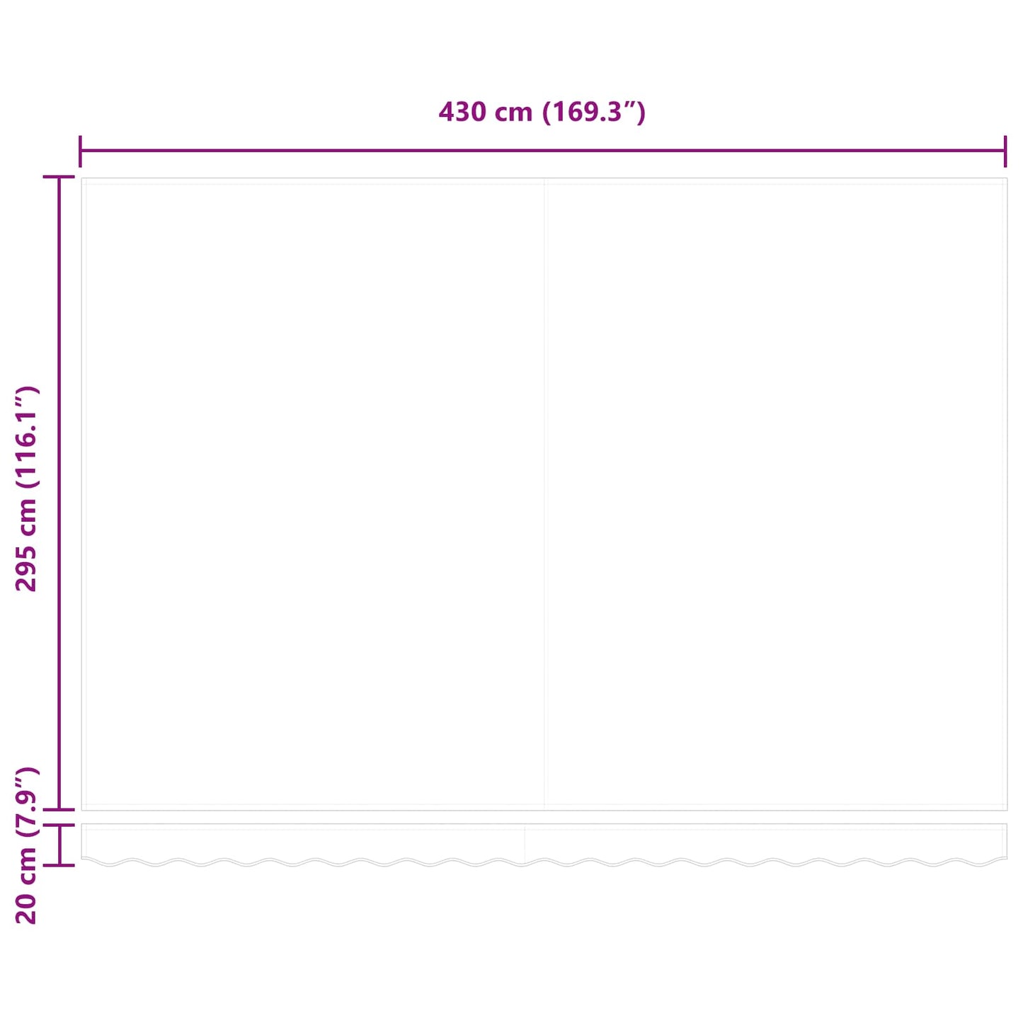 vidaXL Αντιανεμικό Λευκό 450 x 300 x 165 εκ Πολυέστερ και Μέταλλο