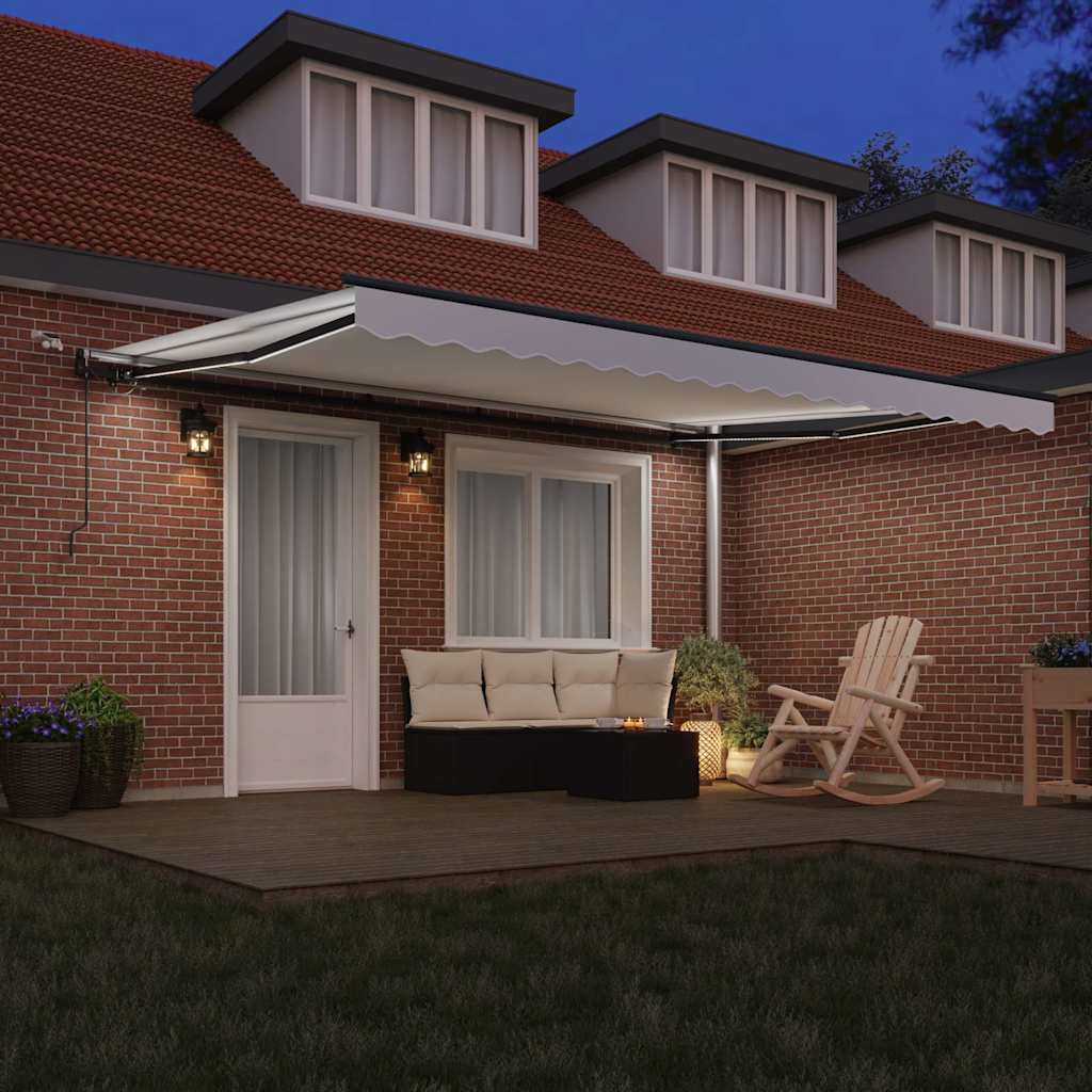 vidaXL Αυτόματη Ανασυρόμενη Τέντα με LED Λευκή 450x300 εκ.