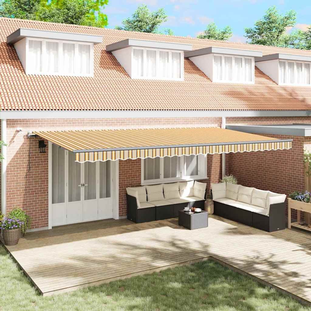 vidaXL Αυτόματη Ανασυρόμενη Τέντα με LED Πολύχρωμη Ριγέ 600x300 εκ.