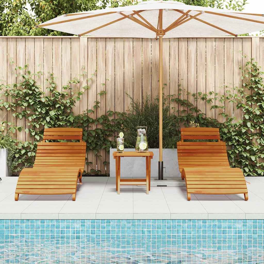 vidaXL Ξαπλώστρα 2 pcs Καφέ 55 x 184 x 64cm Στερεό Ξύλο Ακακίας