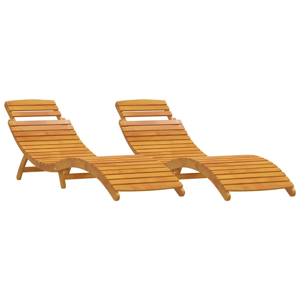 vidaXL Ξαπλώστρα 2 pcs Καφέ 55 x 184 x 64cm Στερεό Ξύλο Ακακίας