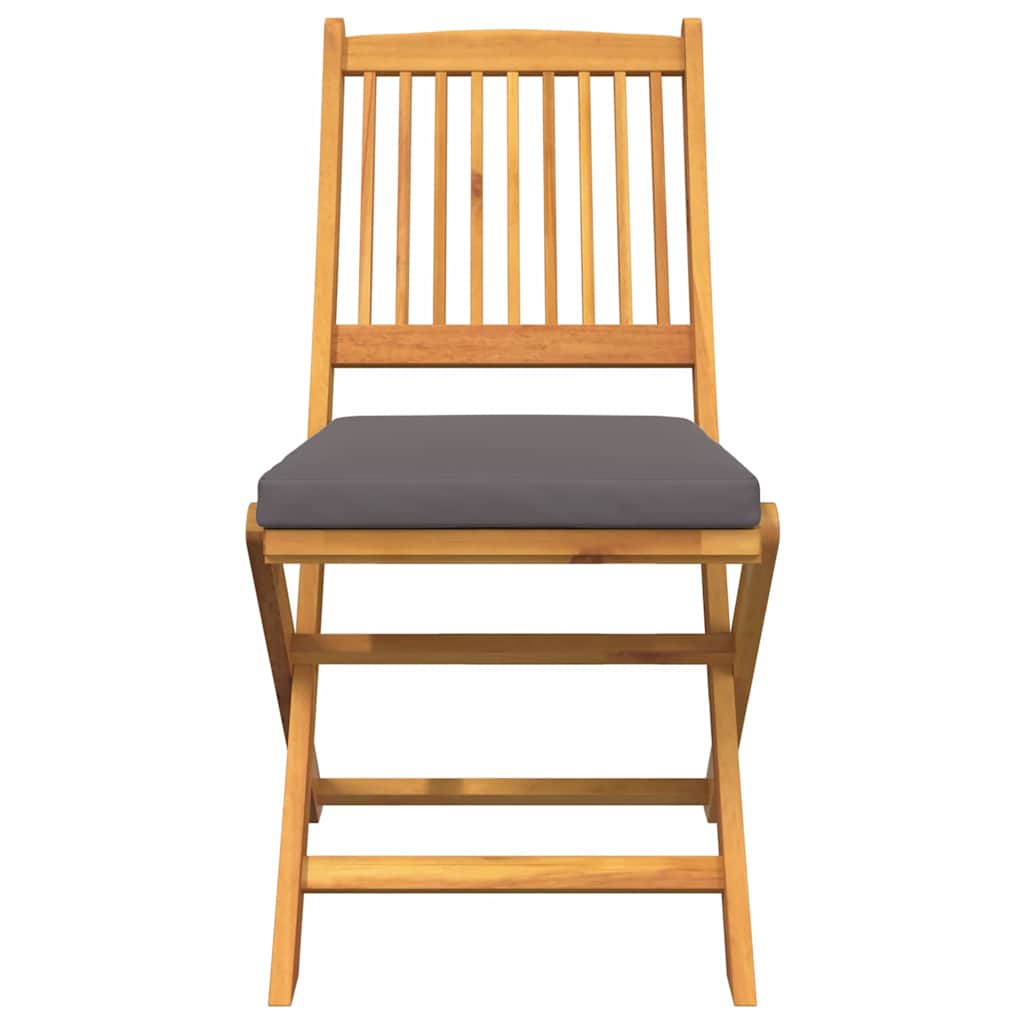 Καρέκλες Κήπου vidaXL με Γκρι Μαξιλάρι 2 τεμαχίων από Σταθερό Ξύλο Ακακίας