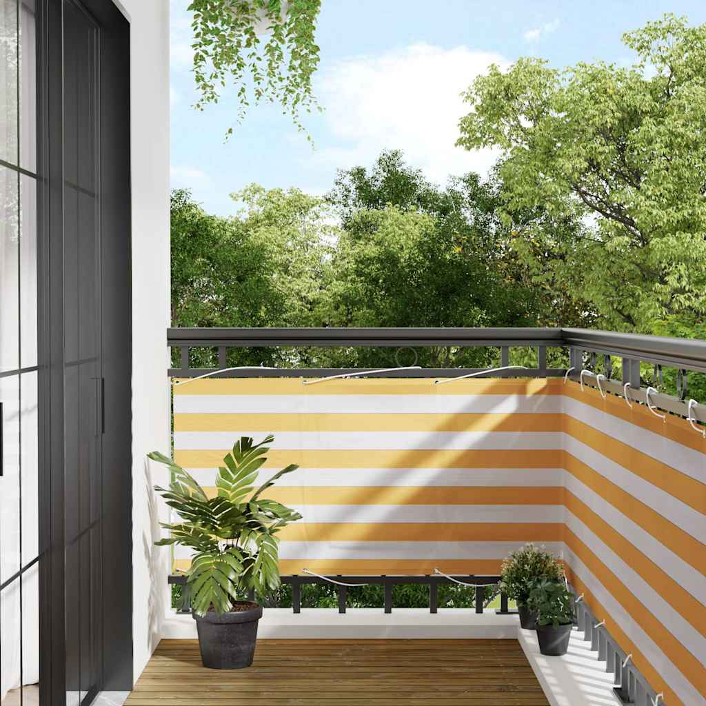 vidaXL Σήτα Μπαλκονιού Κίτρινη και Λευκή Ριγέ 75 x 800 εκ.