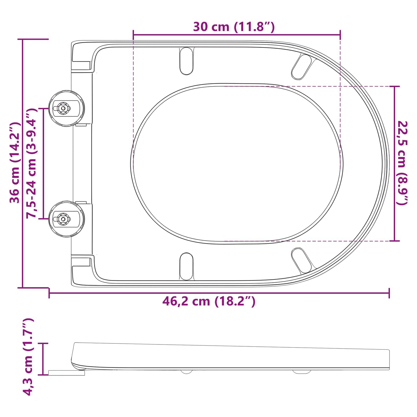 vidaXL Λεκάνη Ανθρακί 49 x 36 x 4 εκ Δυροπλάστ