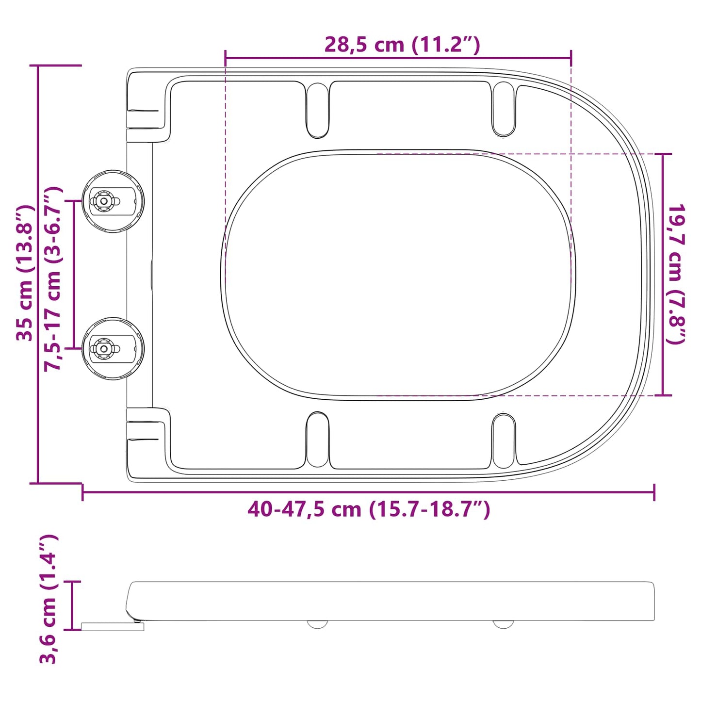 vidaXL Λεκάνη Μαύρο 44,5 x 35 x 3,6 εκ Δυροπλάστ