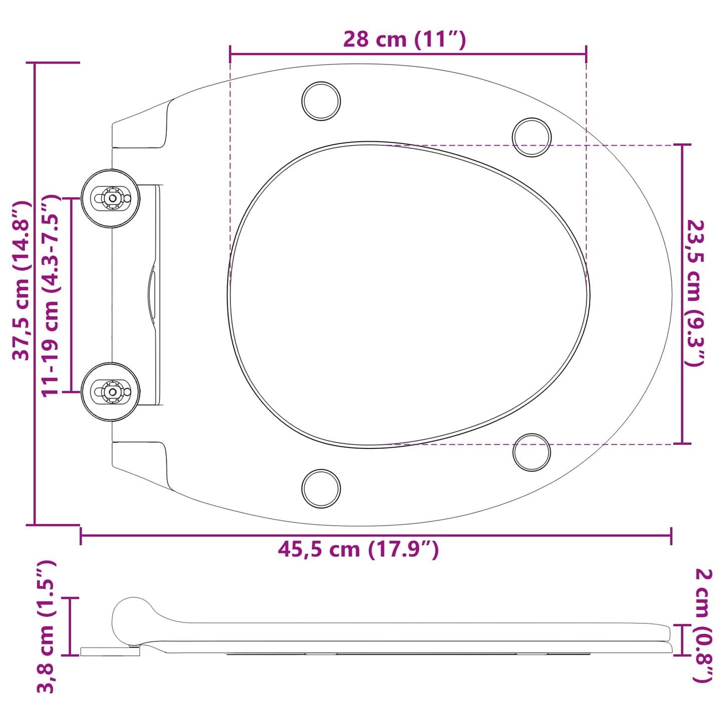 vidaXL Λεκάνη Μαύρο 45,5 x 37,5 x 3,8 εκ. Δυροπλάστ