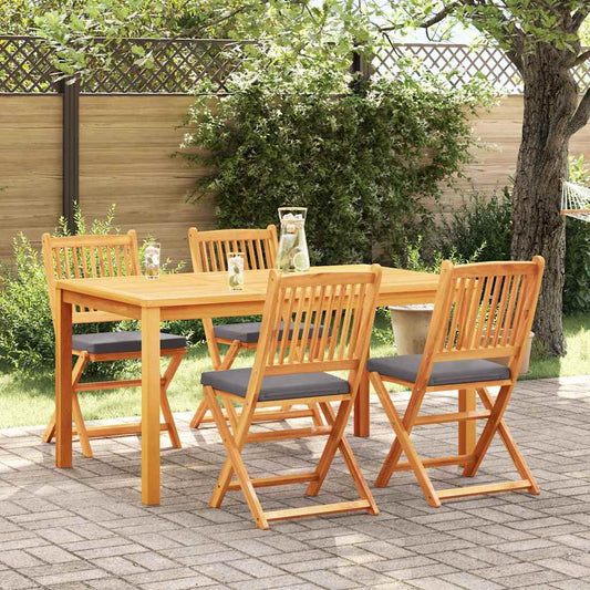 vidaXL Πτυσσόμενη Καρέκλα με μαξιλάρι 4 pcs Γκρι 49 x 57.5 x 92εκ