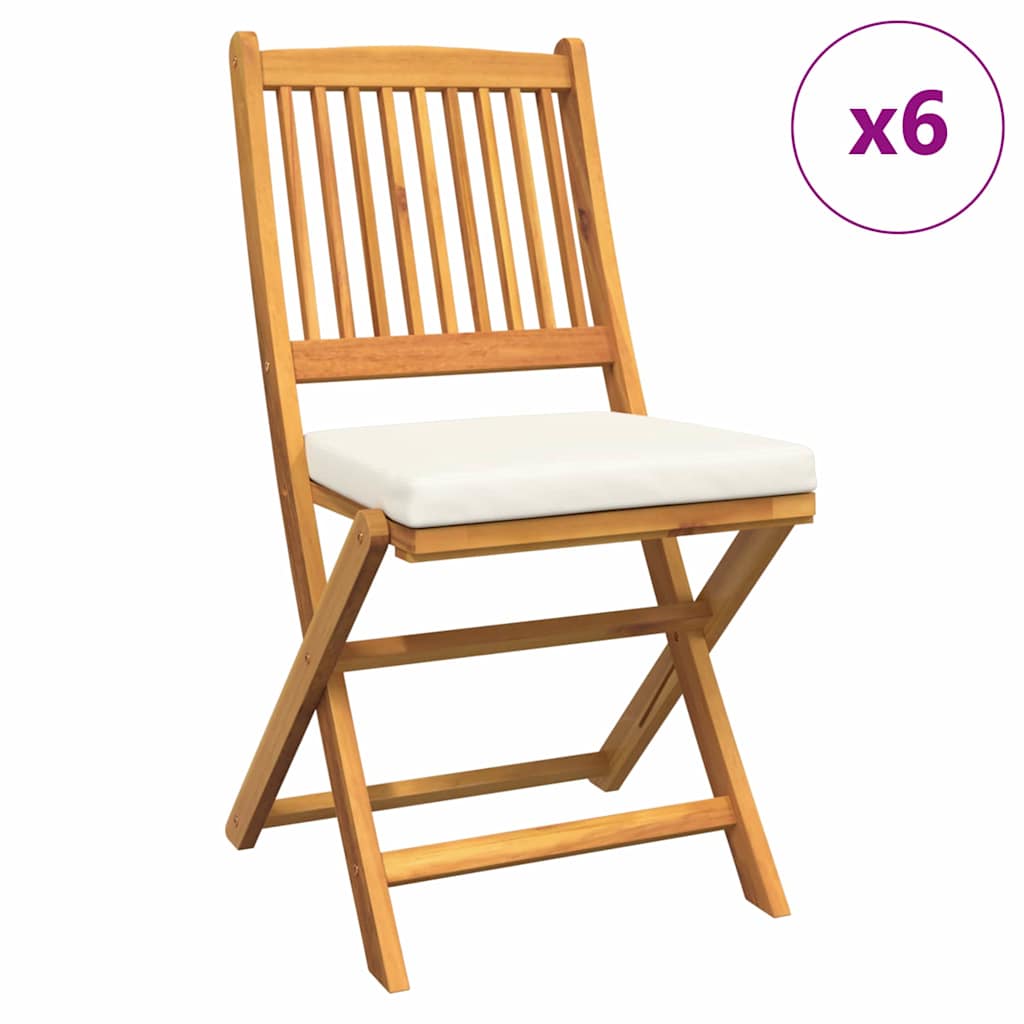 vidaXL Πτυσσόμενη Καρέκλα με μαξιλάρι 6 pcs Λευκό 49 x 57.5 x 92εκ