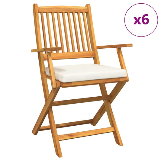 vidaXL Πτυσσόμενη Καρέκλα με μαξιλάρι 6 pcs Λευκό 49 x 57.5 x 92εκ