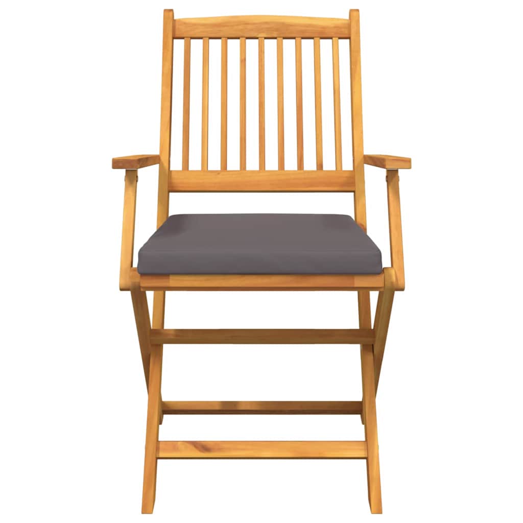 vidaXL Πτυσσόμενες Καρέκλες Κήπου με Γκρι Μαξιλάρι 6τεμ Στερεά Ξυλεία Ακακίας