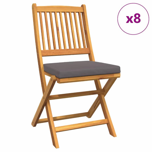 vidaXL Πτυσσόμενη Καρέκλα με μαξιλάρι 8 pcs Γκρι 49 x 57.5 x 92εκ