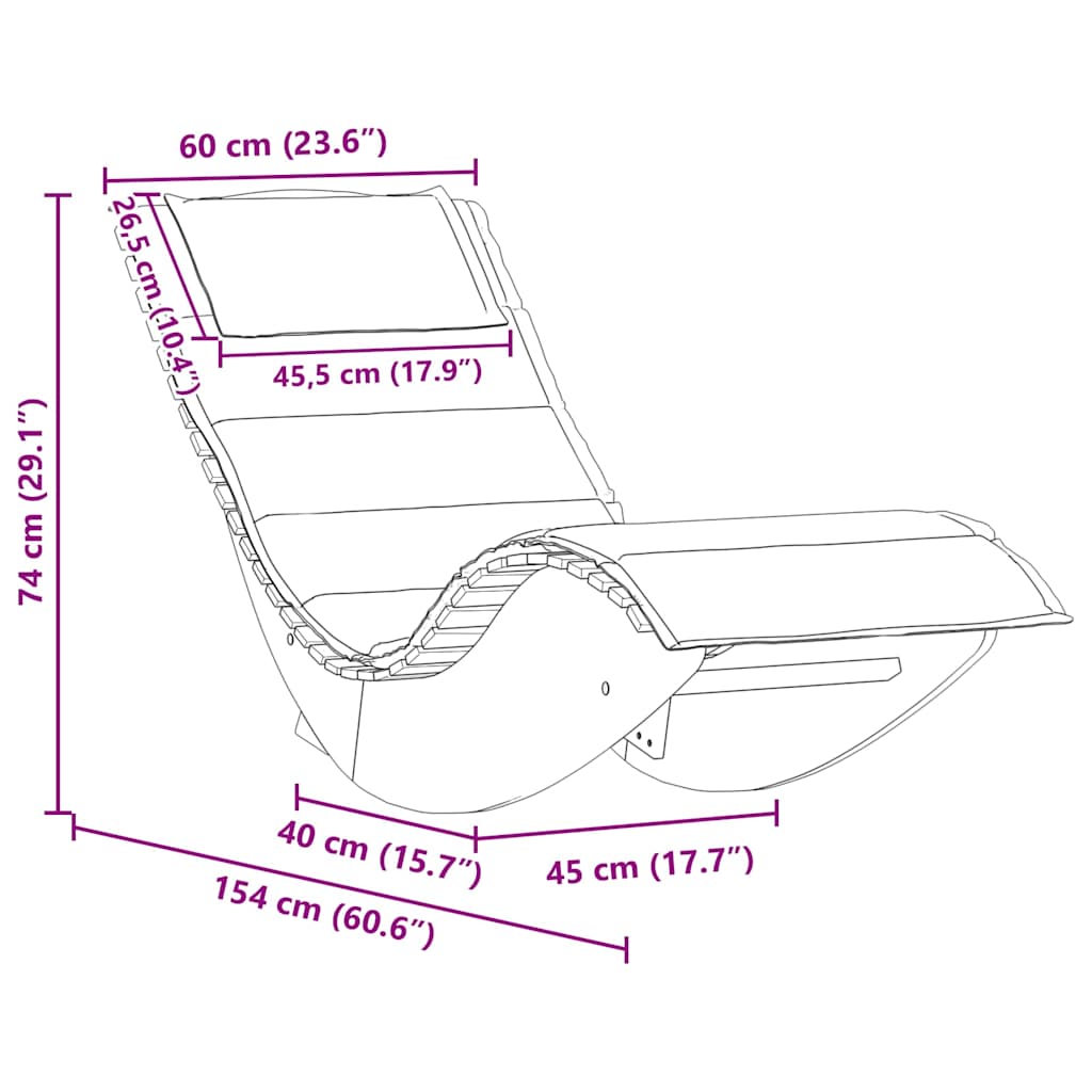 vidaXL Ξαπλώστρα με μαξιλάρι 2-πρόσωπο 2 pcs Καφέ Στερεό Ξύλο Ακακίας