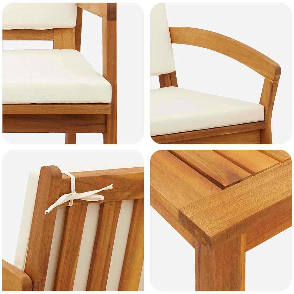 Σετ Μπιστρό 4 Τεμαχίων με Μαξιλάρια από Ξύλο Ακακίας