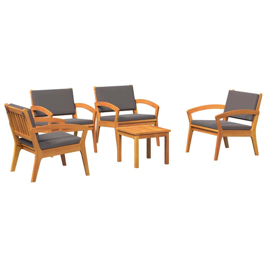 vidaXL Σετ μπιστρό με μαξιλάρι 5 pcs Καφέ Πολυεστέρας