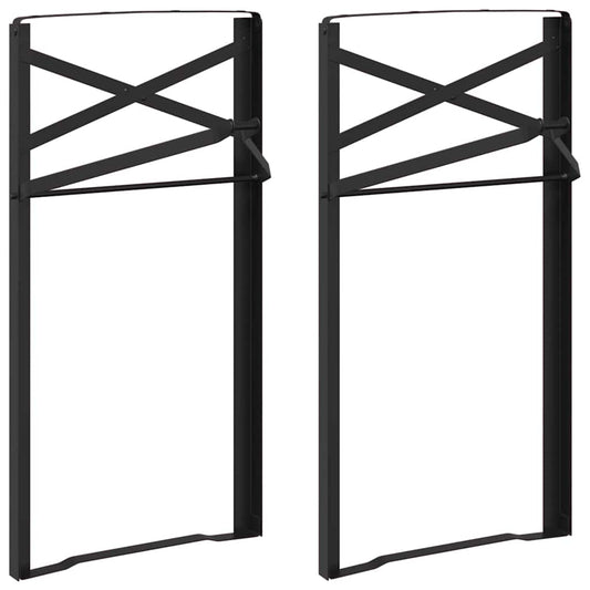 vidaXL Πόδι Τραπέζι Μπύρας 2 pcs Μαύρο 39 x 3 x 75 εκ