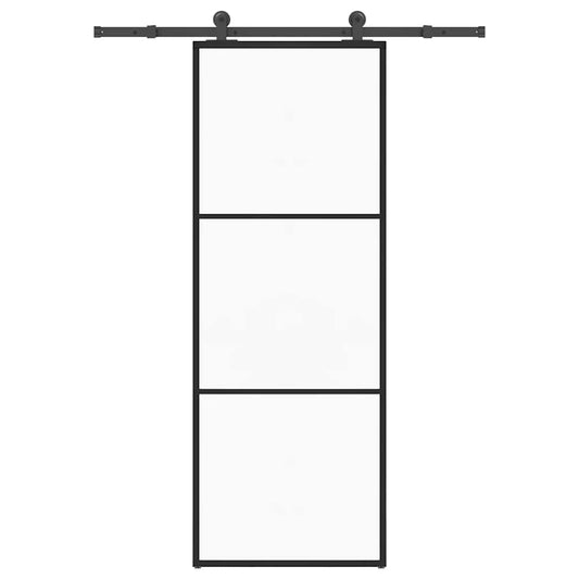 vidaXL Συρόμενη Πόρτα με Μηχανισμό 76x205 εκ. Γυαλί ESG & Αλουμίνιο