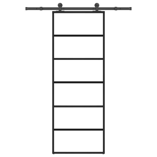 vidaXL Συρόμενη Πόρτα με Μηχανισμό 76x205 εκ. Γυαλί ESG & Αλουμίνιο