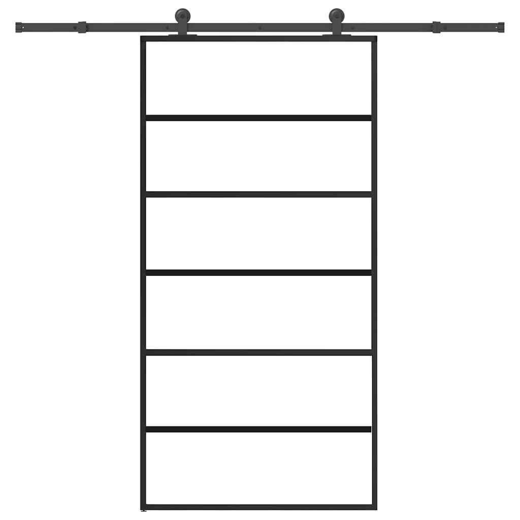 vidaXL Συρόμενη πόρτα με σετ υλικού 102x205 cm ESG Γυαλί&Αλουμίνιο