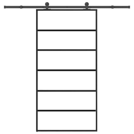 vidaXL Συρόμενη πόρτα με σετ υλικού 102x205 cm ESG Γυαλί&Αλουμίνιο