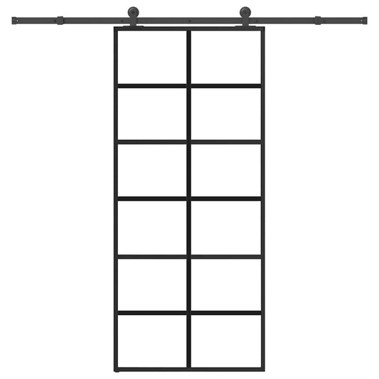 vidaXL Συρόμενη Πόρτα με Μηχανισμό 90x205 εκ. Γυαλί ESG & Αλουμίνιο