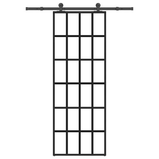 vidaXL Συρόμενη Πόρτα με Μηχανισμό 76x205 εκ. Γυαλί ESG & Αλουμίνιο