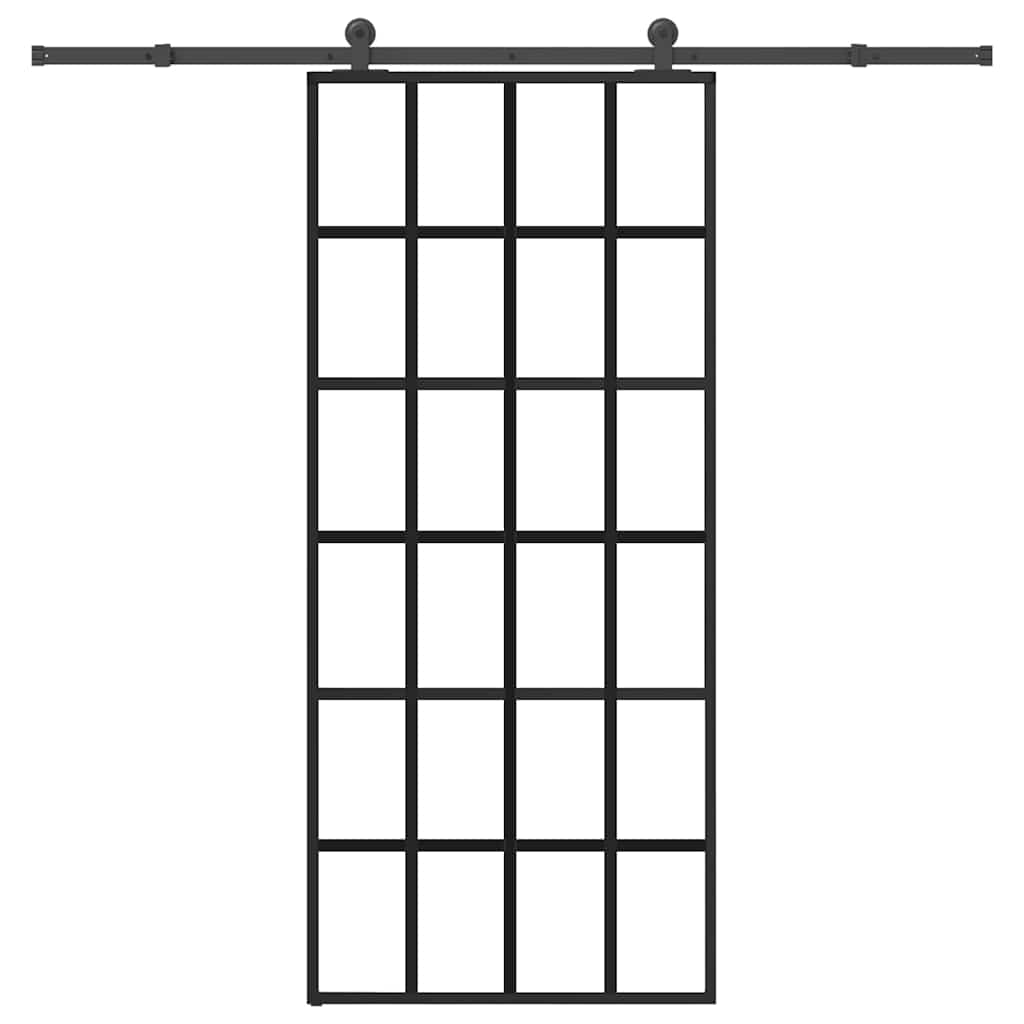 vidaXL Συρόμενη Πόρτα με Μηχανισμό 90x205 εκ. Γυαλί ESG & Αλουμίνιο