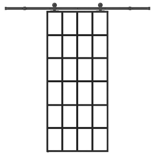 vidaXL Συρόμενη Πόρτα με Μηχανισμό 90x205 εκ. Γυαλί ESG & Αλουμίνιο