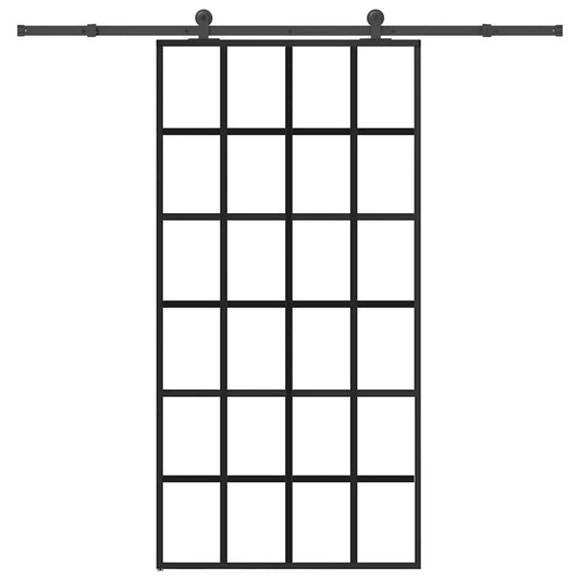 vidaXL Συρόμενη πόρτα με σετ υλικού 102x205 cm ESG Γυαλί&Αλουμίνιο