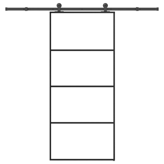 vidaXL Συρόμενη Πόρτα με Μηχανισμό 90x205 εκ. Γυαλί ESG & Αλουμίνιο