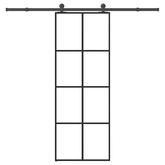 vidaXL Συρόμενη Πόρτα με Μηχανισμό 76x205 εκ. Γυαλί ESG & Αλουμίνιο